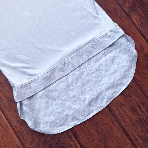 Lisa Bayne Short Sleeve Top Bamboo Cotton Baby Blue Designer Casual Luxury Sz S - Picture 14 of 15